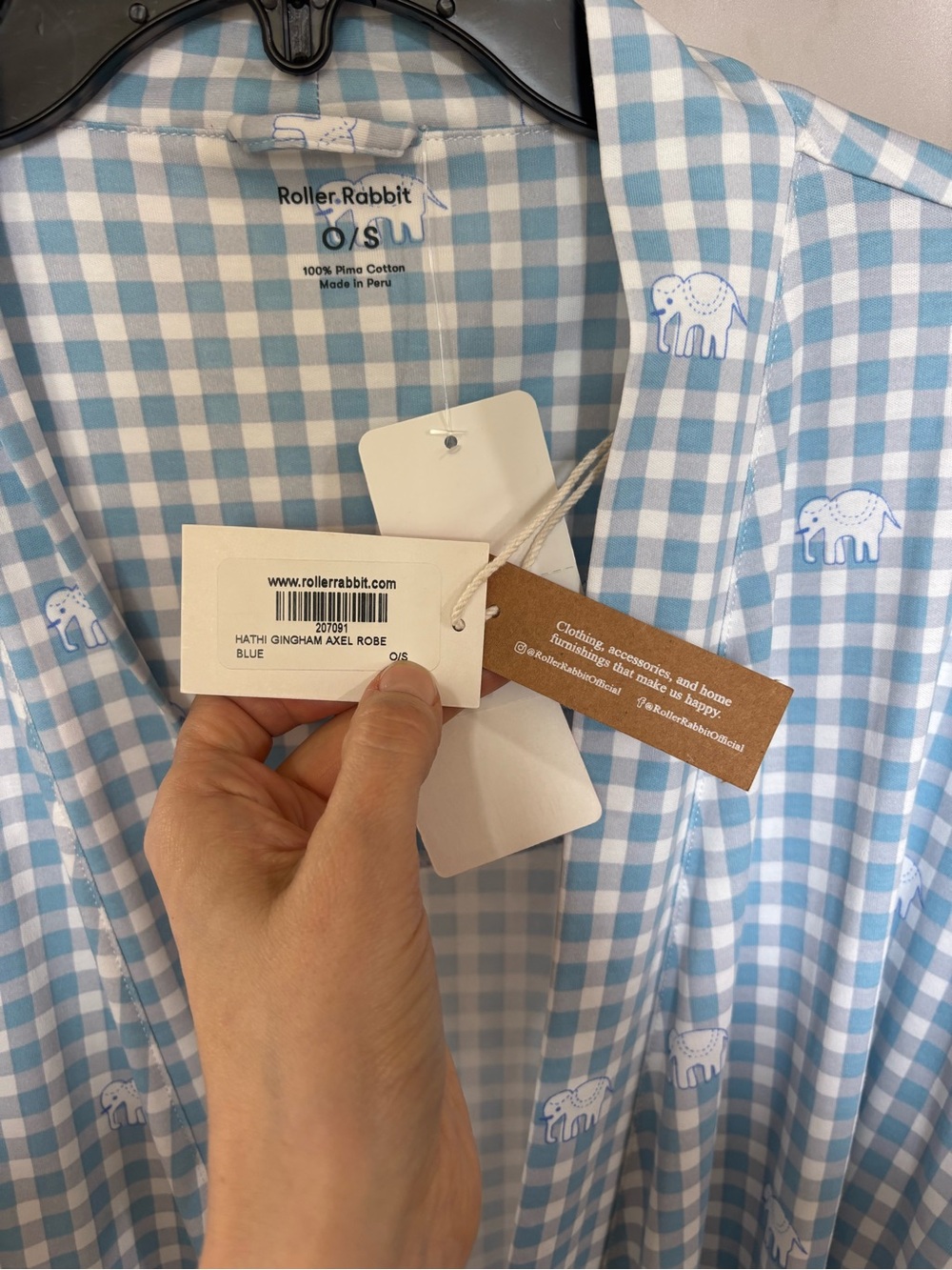 Roller Rabbit Robe in Light Blue Gingham - Picture 2 of 5